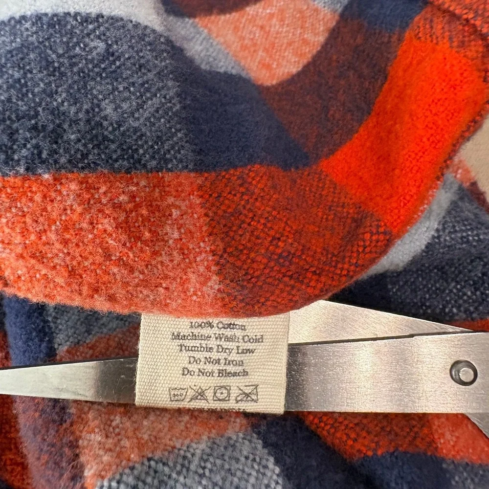 The Normal Brand Flannel Shirt Mens Size 2XL Blue Orange Plaid Button‎ Up Casual